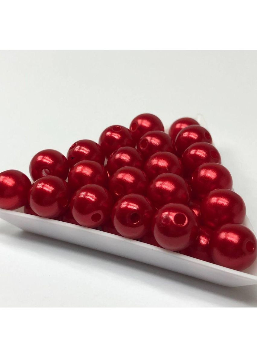 (20 грамм) Бусины пластик Ø10 мм, Цвет - Красный перламутр Plus-plus (352752254)
