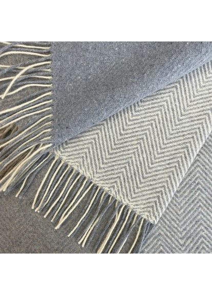 Плед мериносовий Клітка 4499 140х200 см бежевий з блакитним Love You (365432361)