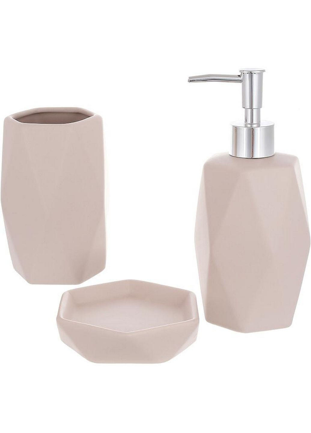 Набір аксесуарів bright для ванної кімнати "бежевий мокко" 3 предмети, кераміка BonaDi (282595347)