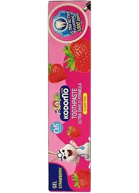 Дитяча зубна гель-паста "Полуниця" Ultra Shield Toothpaste Gel Strawberry 40g (1195448-135725) Kodomo (368646210)