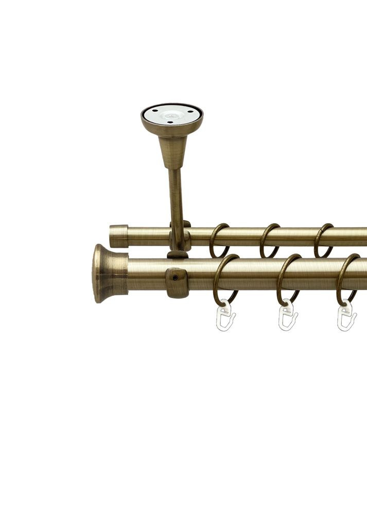 Карниз Дуо металлический двухрядный открытый к потолку гладкая труба Антик 25\16 мм 160 см (00-00025620) ORVIT (300846736)