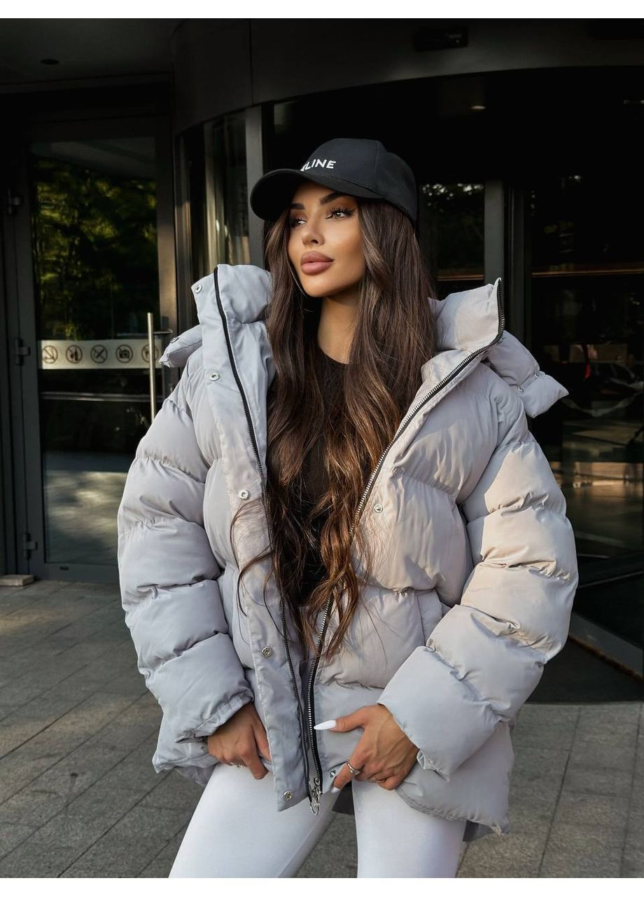 Сірий демісезонний Пуховик Style Point