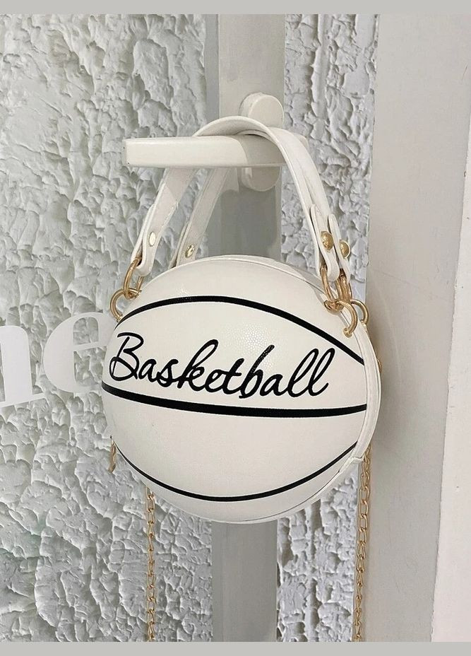 Женская круглая сумка BASKETBALL мяч на цепочке белая No Brand (290704815)
