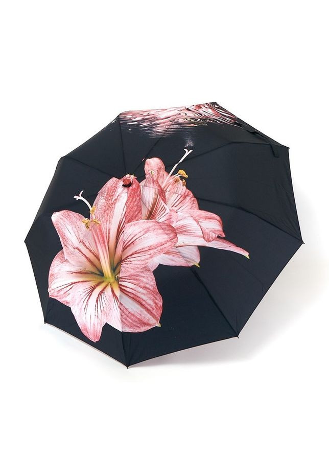 Терракотовый зонт автомат 3094 max comfort женский на 9 спиц принтом цветы черно-терракотовый Susino средний система антиветер (301647605)