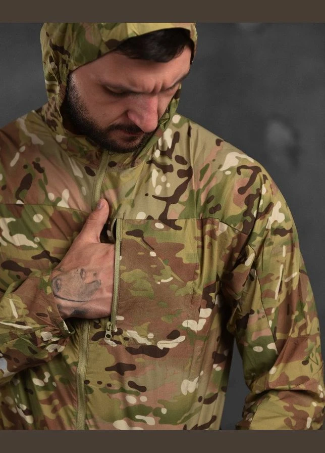 Чоловіча ультралегка вітровка Tactical Series водонепроникна куртка з капюшоном мультикам No Brand (315835539)