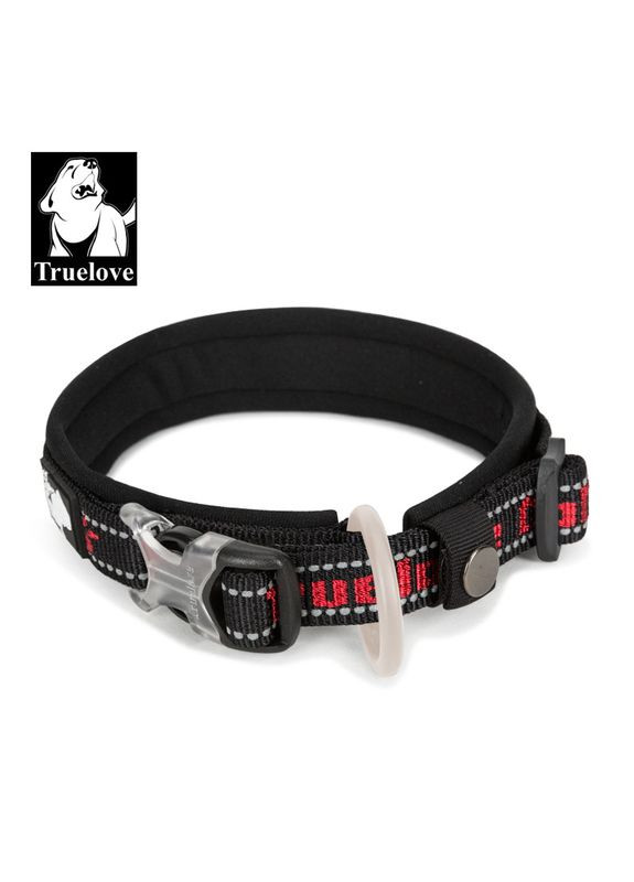 Нашийник для собак TLC50121, світловідбивний для середніх і великих порід собак, Чорний/Червоний L Truelove (299915384)