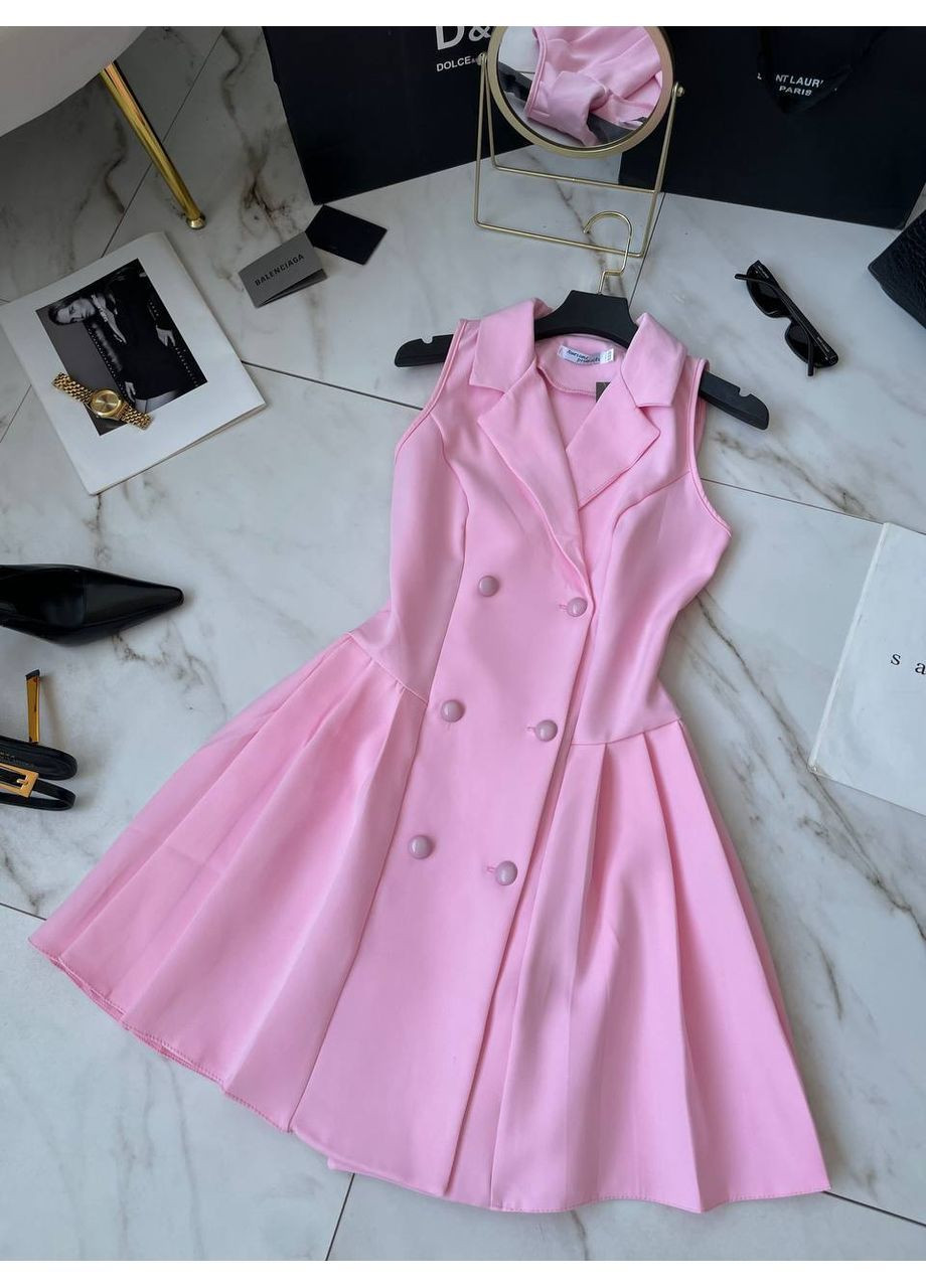 Розовое повседневный, вечернее, кэжуал, деловое женское платье клеш No Brand однотонное