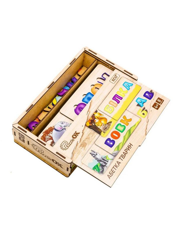 Развивающая деревянная игрушка-пазл Азбука животных Puz-91768 PuzzleOK (343964946)