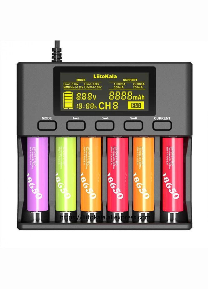 Зарядний пристрій Lii-S6 (на 6 каналів) з блоком живлення і автоадаптером LiitoKala (335834060)