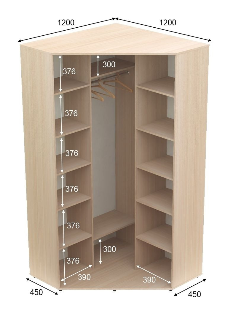 Шкаф-купе двухдверный угловой 120*120*220 Дуб молочный ДСП/Зеркало с пескоструйным рисунком Угол-2 Алекса (360456223)