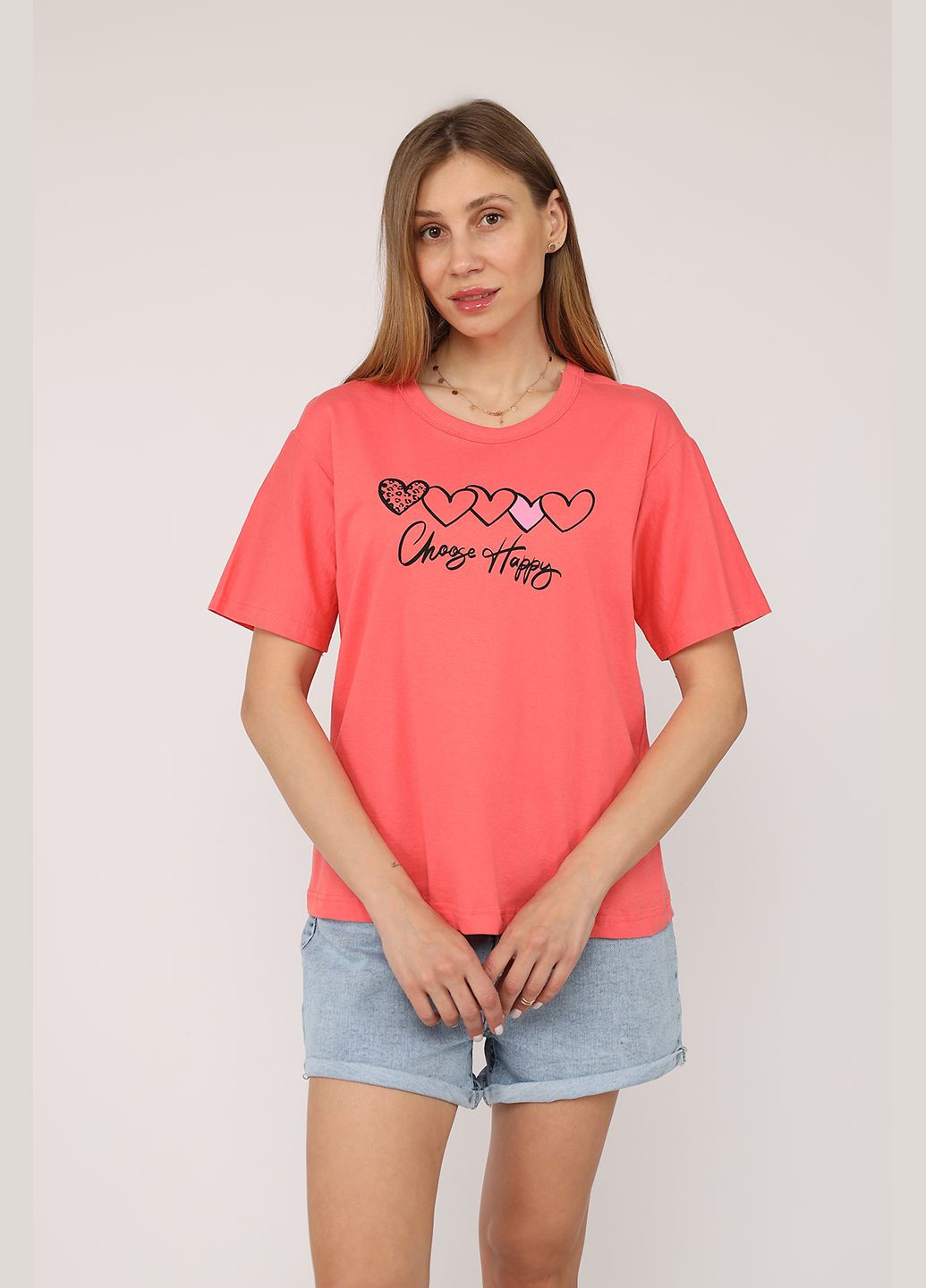 Футболка з коротким рукавом жіноча колір рожевий ЦБ-00272839 Yuki - (333801633)