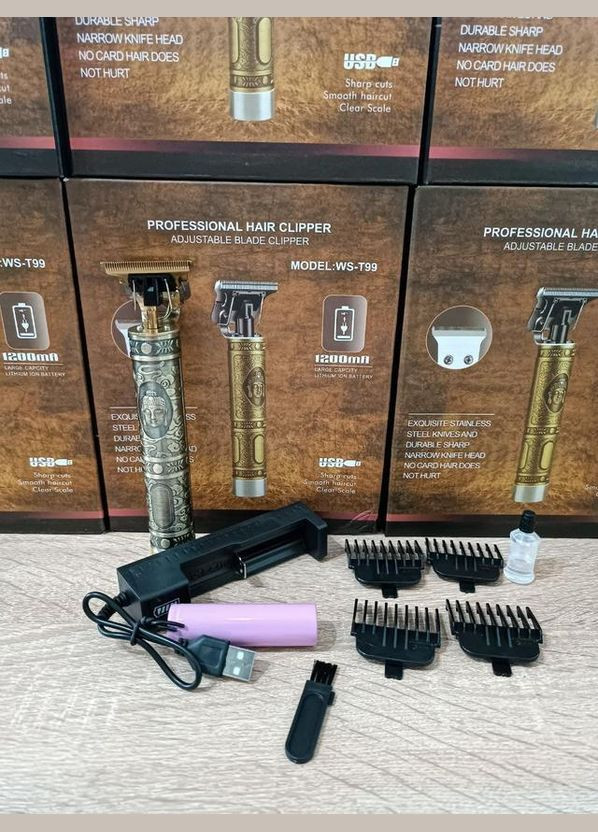 Акумуляторний триммер для бороды Barber Hair WS-T99 для стрижки волос,окантовочная машинка Clipper (297922642)