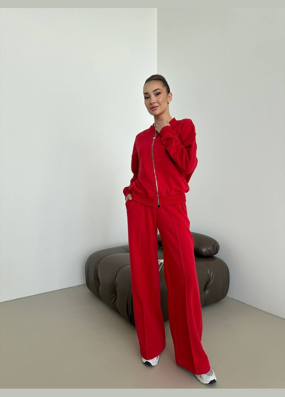 Жіночий якісний спортивний червоний костюм кофта і широкі штани палаццо No Brand (325479180)