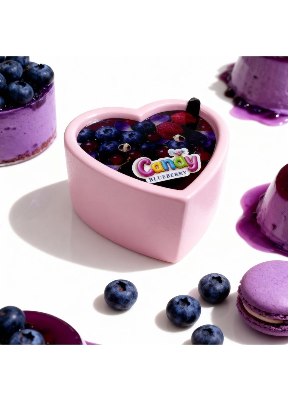 Массажная свеча с ароматом черники Blueberry в форме сердца, 70 мл Candy (369660670)