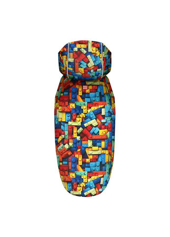 Дождевик-накидка с капюшоном для собак Clothes, рисунок "Блоки", М, А 40-43 см, B 52-62 см, С 33-42 см WAUDOG (332880993)