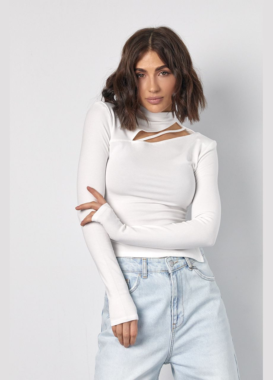 Женская водолазка с драпировкой и асимметричным вырезом спереди Lurex (317211747)