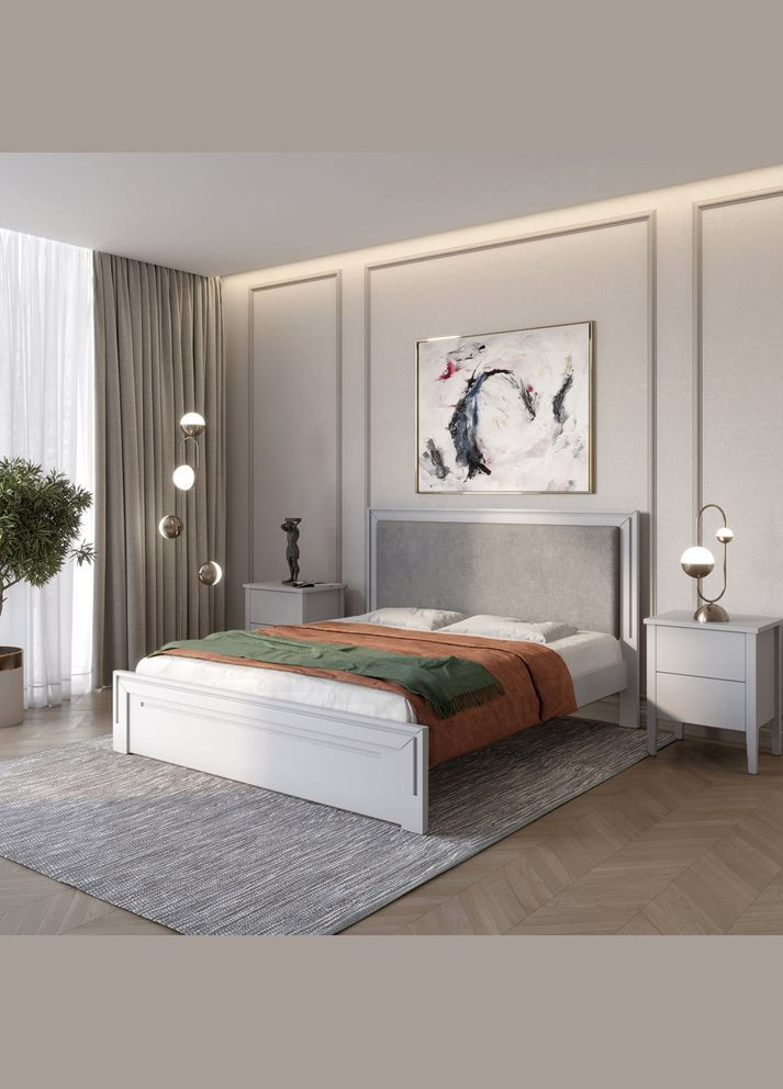 Двуспальная деревянная кровать Торонто Т4 (RAL7040)/Аляска 93 (серый) 160х200 см (MBG-9036) Mebigrand (368281437)