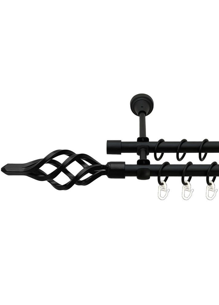 Карниз Ажур Малая металлическая двухрядная открытая гладкая труба Черный Бархат 16\16 мм 240 см (00-00020987) ORVIT (300688174)