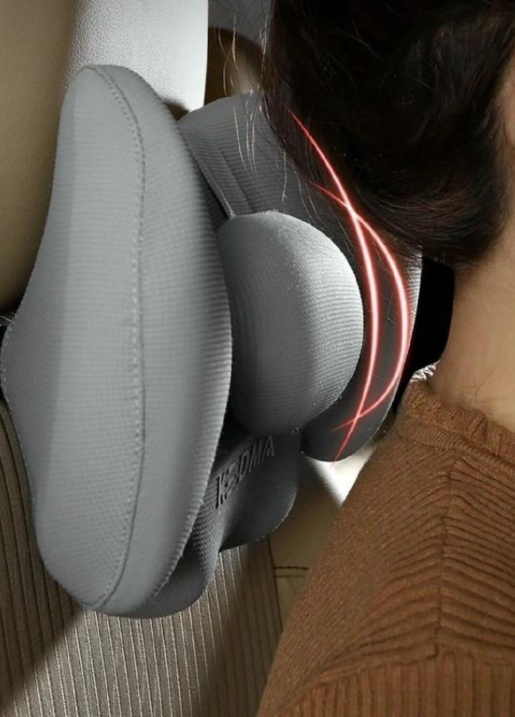 Подушка анатомическая для шеи на автокресло сидение в машину автомобиль с фиксацией за подголовник (477430-Prob) Серая Unbranded (297128762)