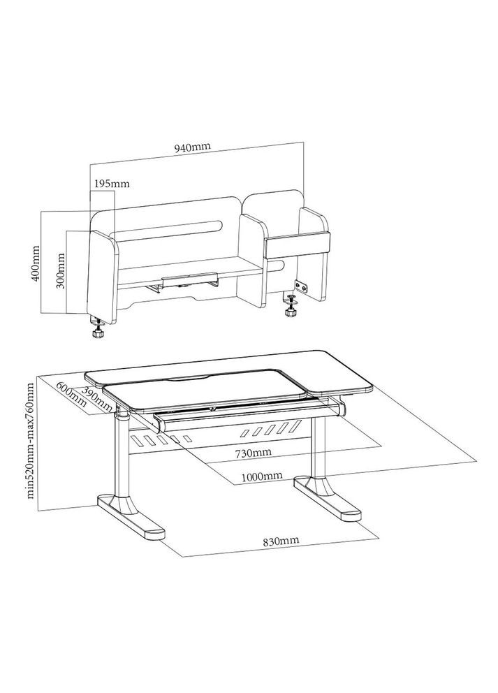 Комплект парта-трансформер Nerine Grey + кресло Magnolia Grey (221920-5765590) Cubby (353690682)