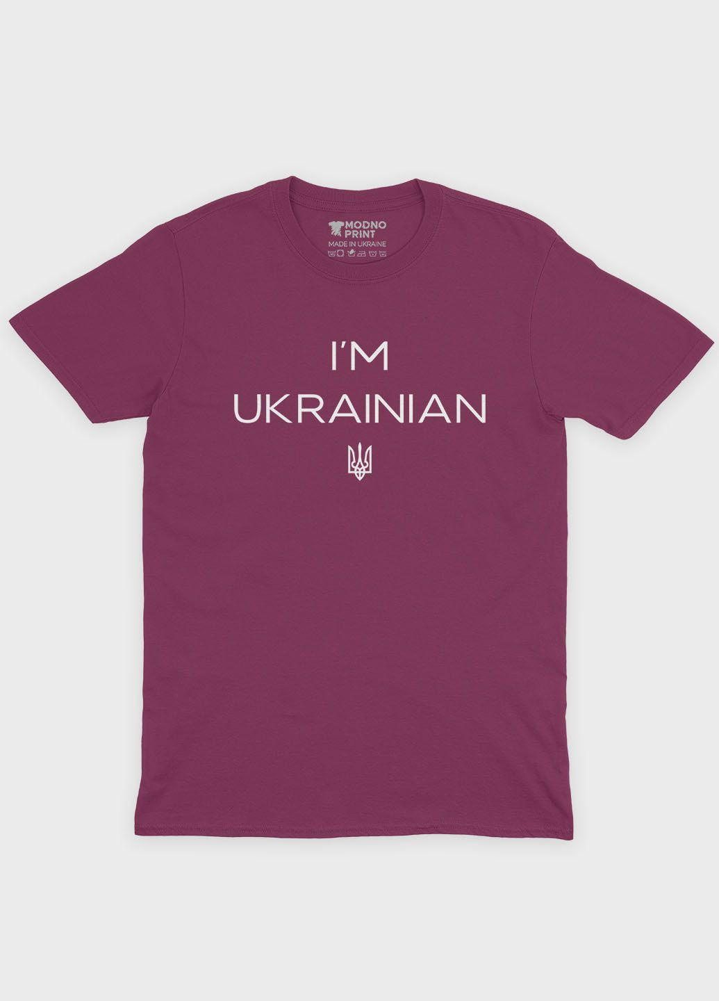 Бордовая мужская футболка с патриотическим принтом i`m russian (ts001-1-bgr-005-1-017) Modno