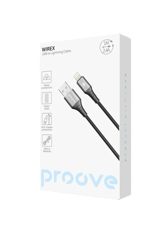 Кабель WireX USB to Lightning 2.4A (1м) черный Proove (397307666)