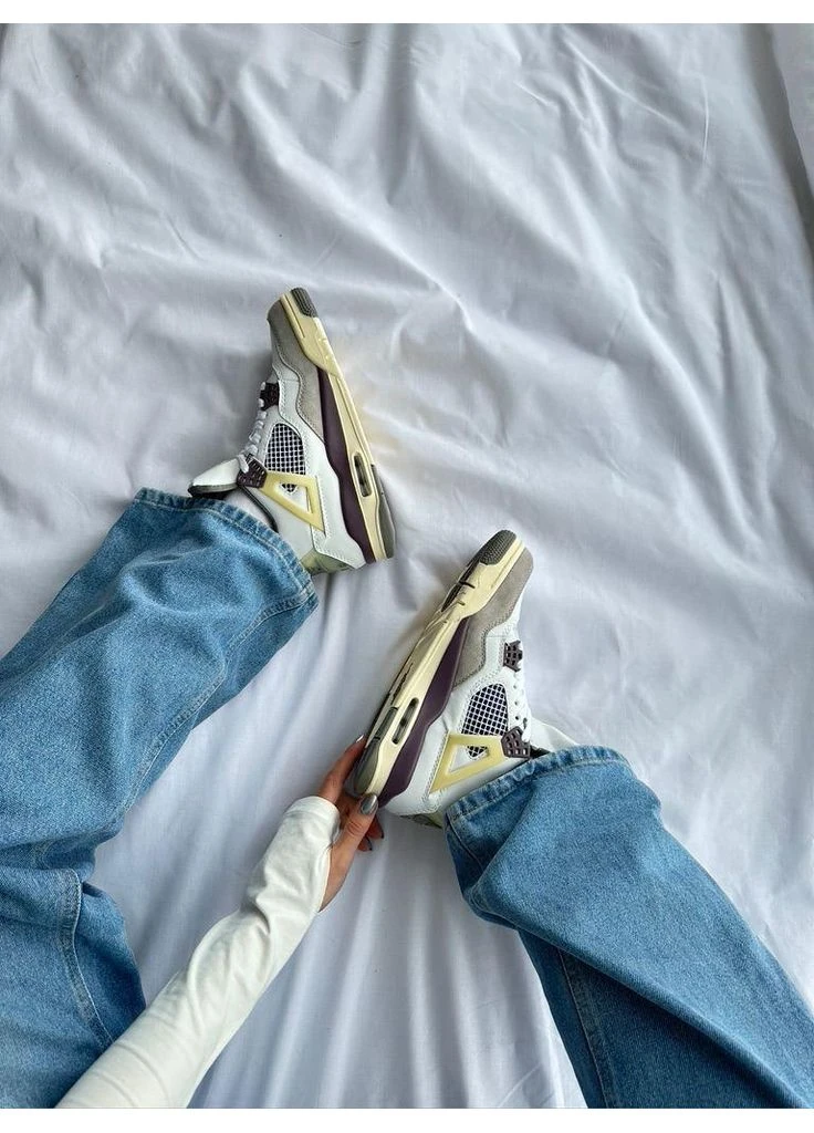 КРОСІВКИ ЖІНОЧІ NIKE AIR JORDAN 4 WHITE BEIGE BORDO НАЙК АІР ДЖОРДАН БІЛІ No Brand білі демісезони (391958099)