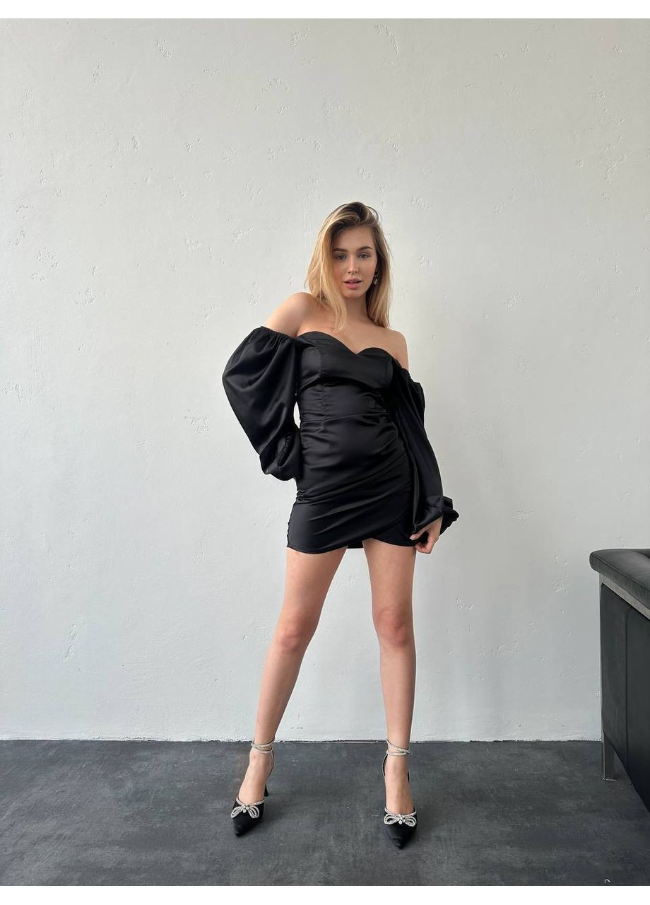 Чорна кежуал сукня N.Family однотонна