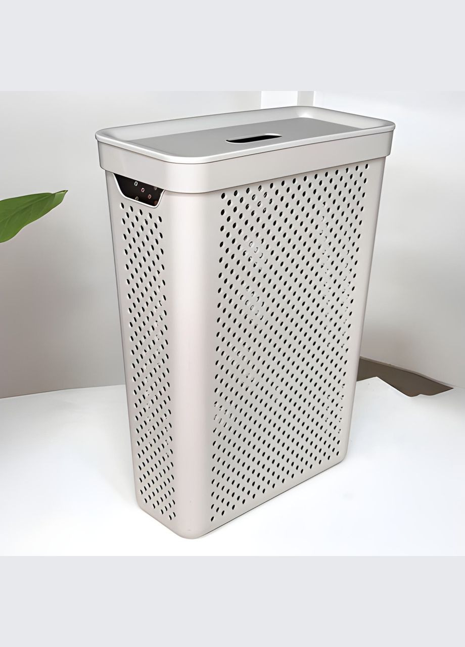 Корзина для белья узкая с крышкой 25 л Simple Какао Алеана (364195619)