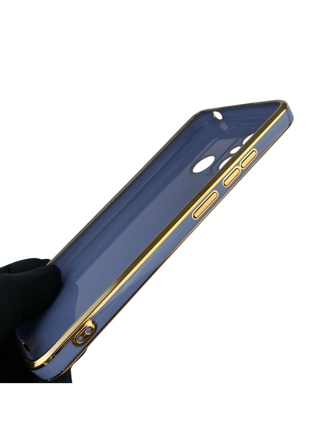 Чехол для Redmi 12C с защитой камеры с золотой окантовкой на сяоми редми 12с синий gs1 Xiaomi (366236663)