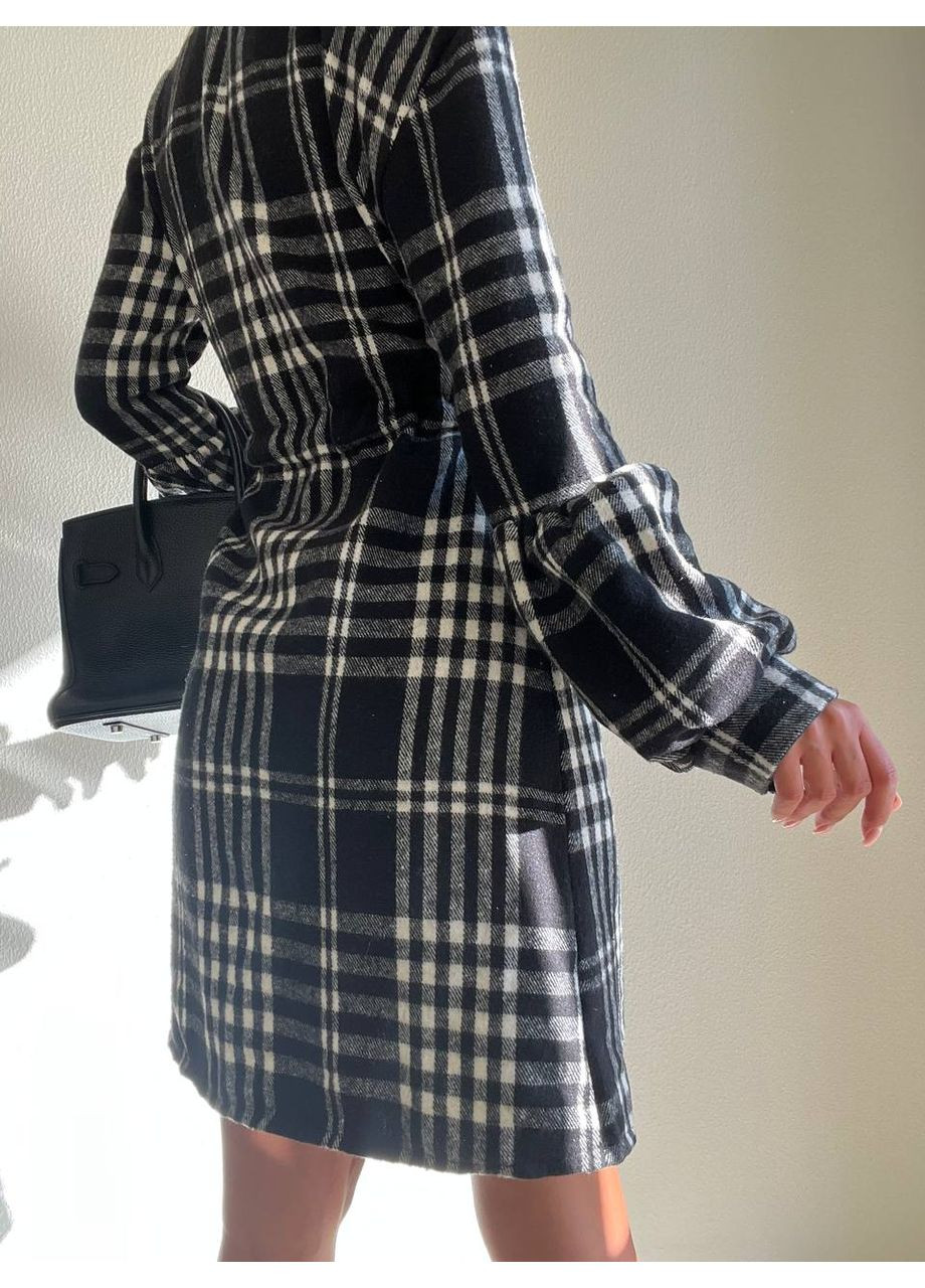 Чорна сукня сорочка кашемірова на ґудзиках у клітинку,з поясом Україна
