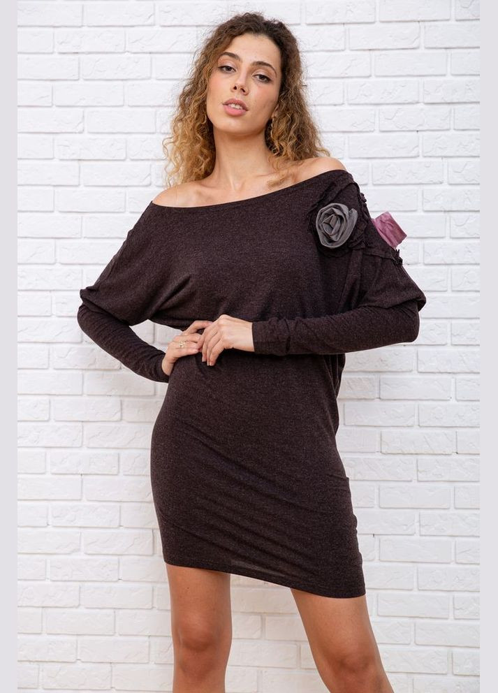 Комбінована вовняна приталена сукня, коричнево-розового кольору, 167r147-1 Ager