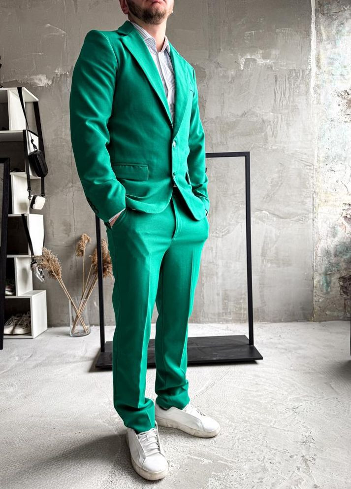 Мятный демисезонный костюм классика No Brand