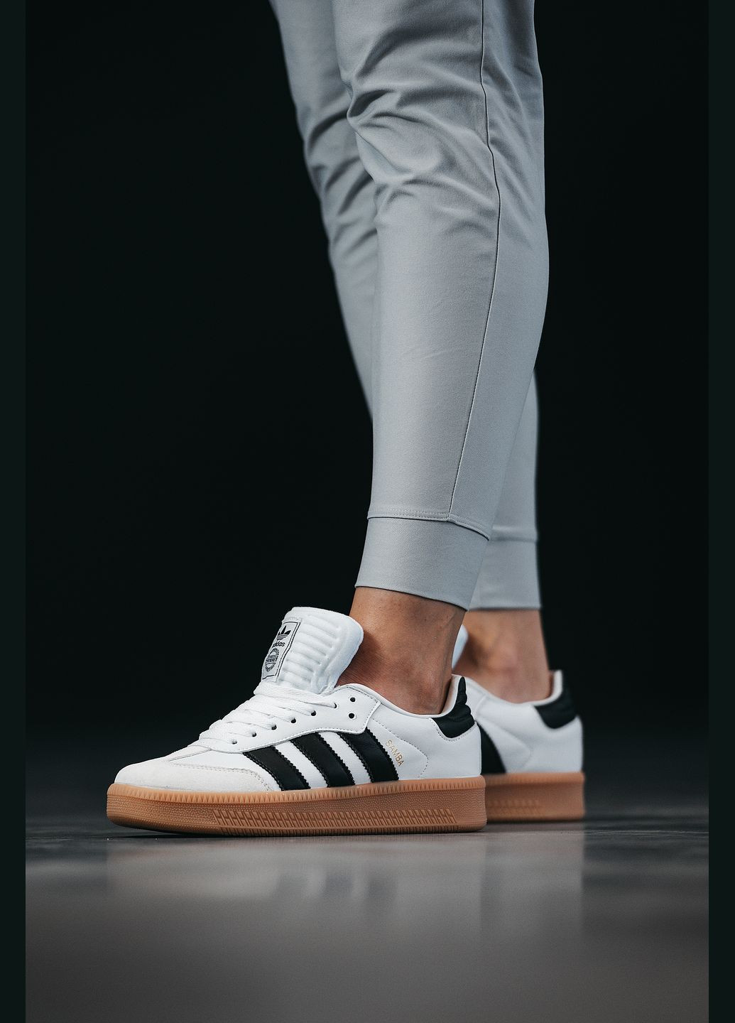 Белые демисезонные кроссовки мужские и женские adidas samba xlg white | адидас самба белые No Brand