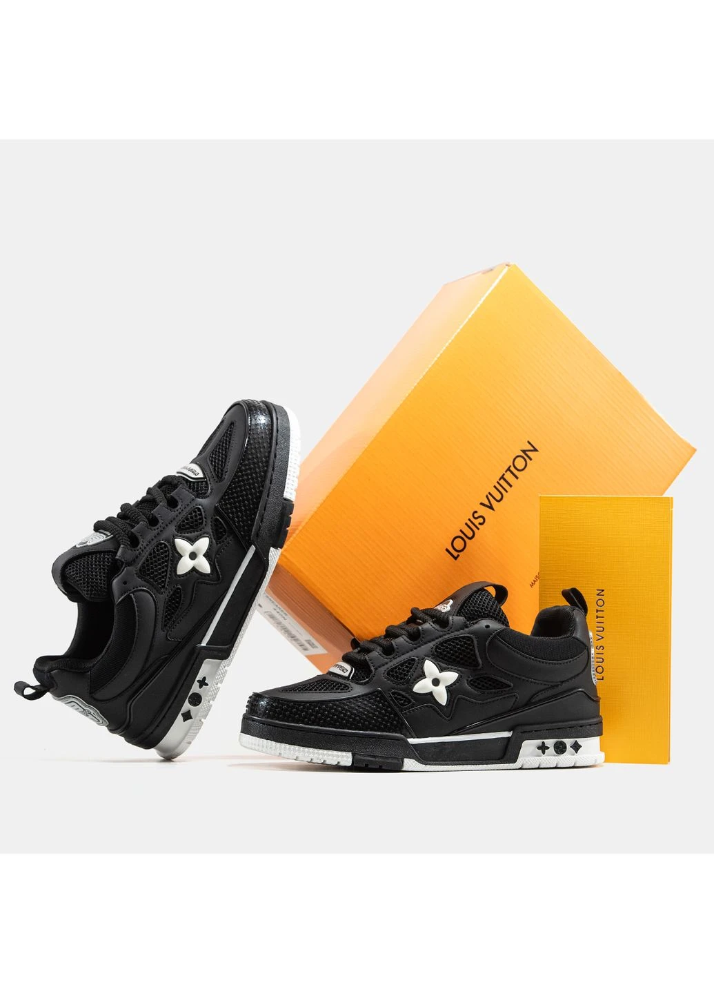 Кросівки жіночі і чоловічі Louis Vuitton LV Skate Sneaker Black White | Луис Віттон Скейтбординг чорні No Brand чорні демісезони (388508231)