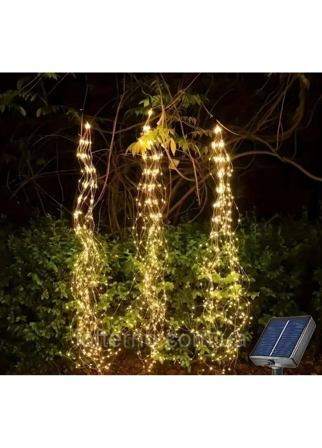 Гирлянда Пучок (Конский хвост) — 300 светодиодов на солнечной батарее 3 м Жёлтая No Brand (364686417)