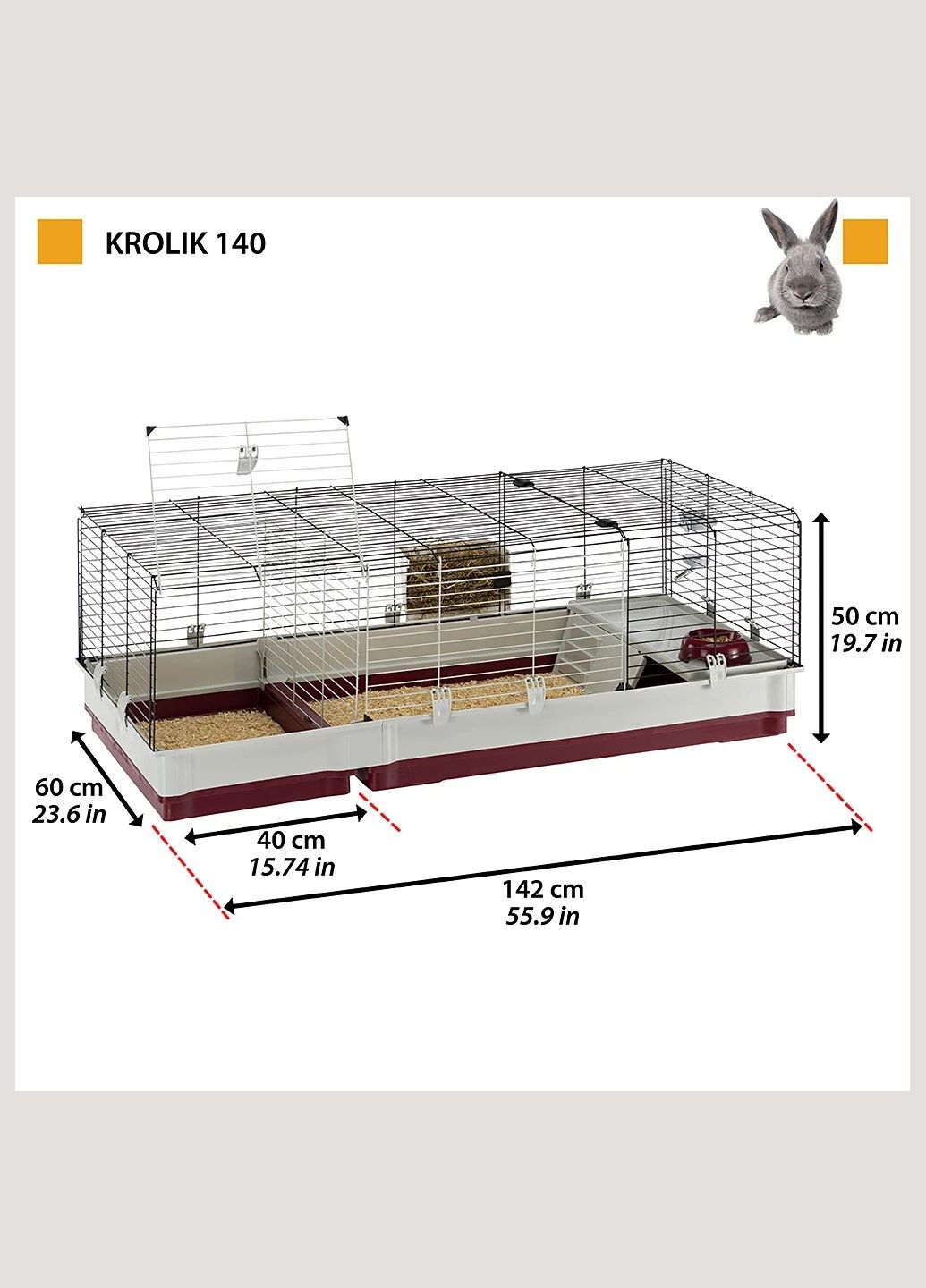 Клітка для кроликів і гризунів з аксесуарами Krolik 140 (Ферпласт Кролик 140) Ferplast (297511576)