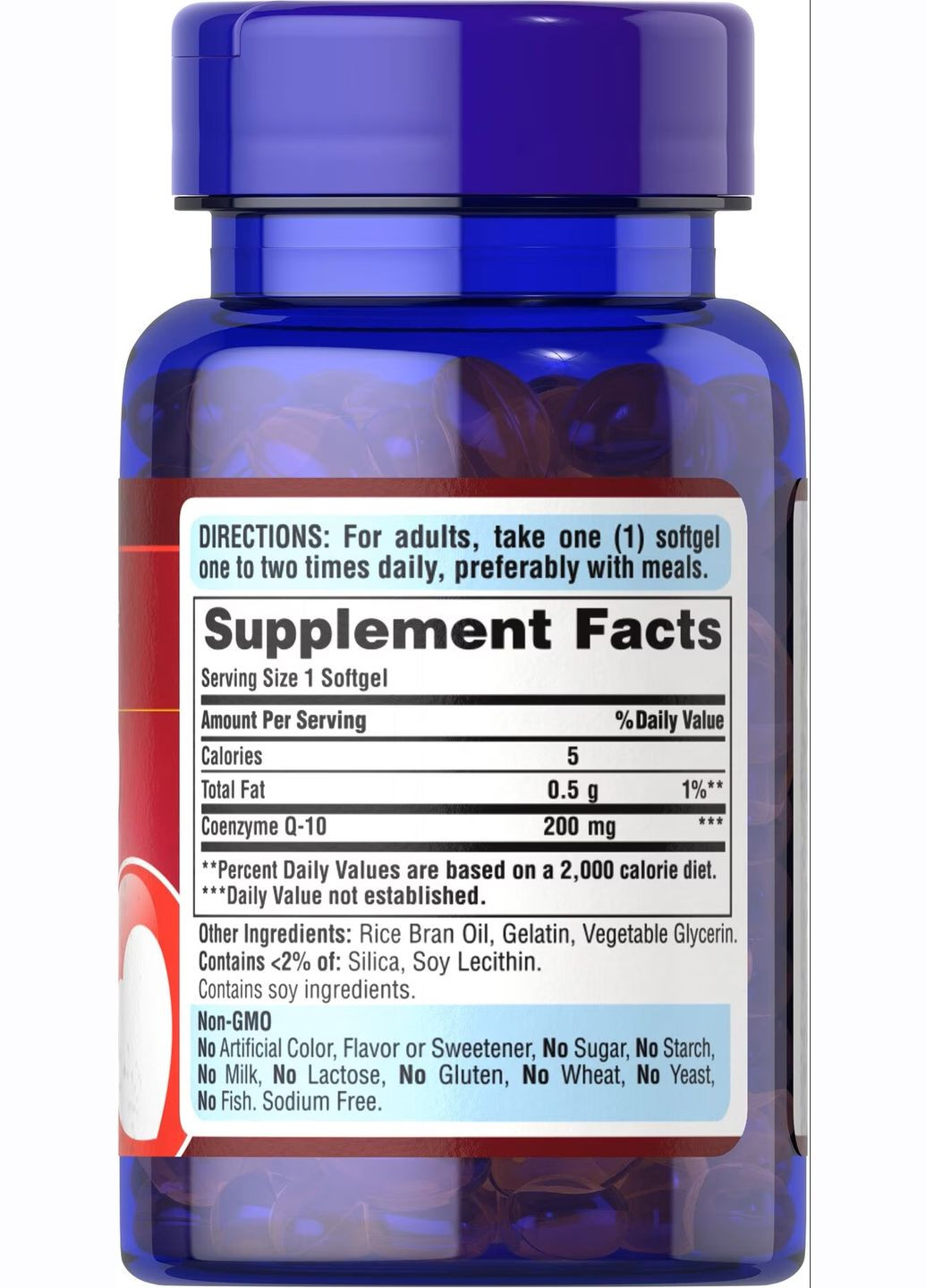 Коензим Puritan's Pride Co Q-10 200 mg (Q-SORB) 60 Softgels Puritans Pride (293820206)