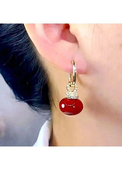 Сережки бижутерия Красная бусина No Brand (362947741)