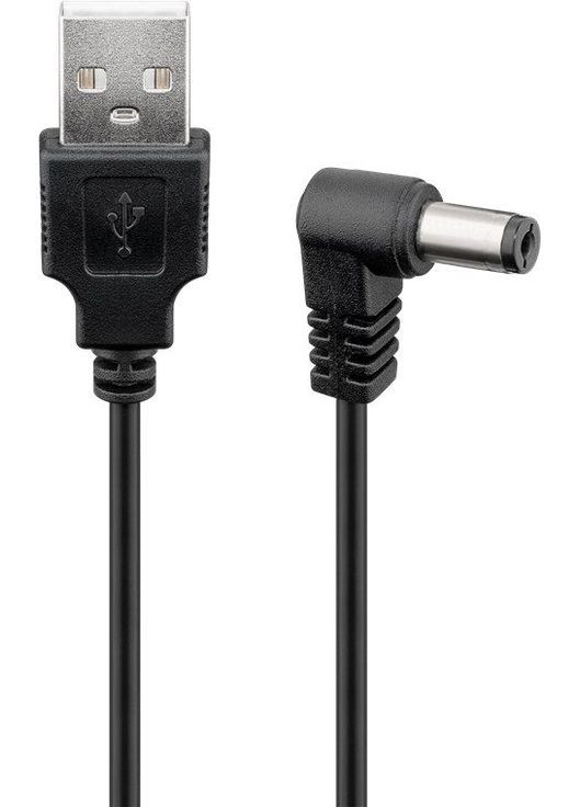 Кабель питания устройств USB2.0 A Jack DC M/M (папа/папа) 0.5m 5.5x2.5mm Power 90° Cu Goobay (369645459)