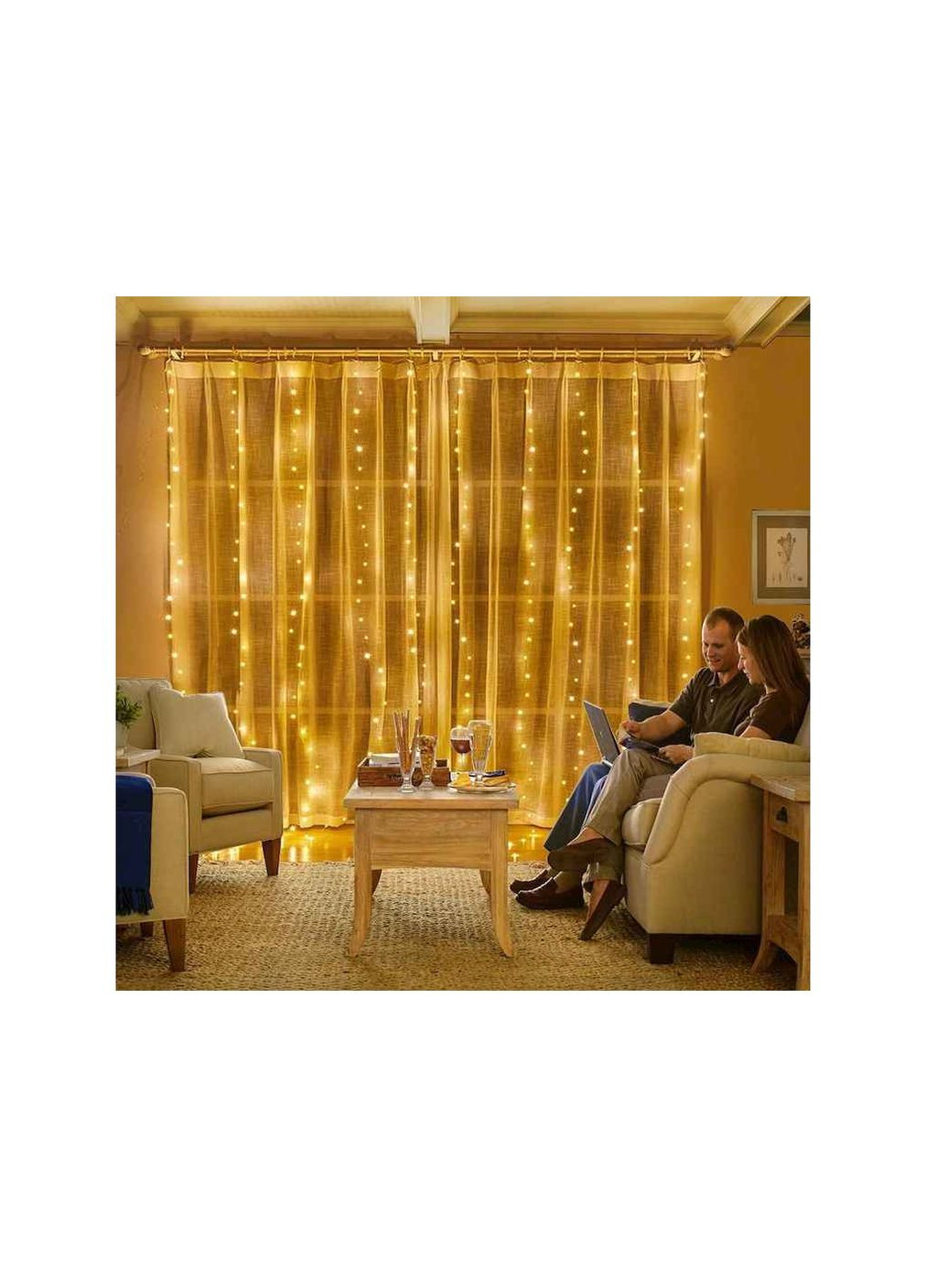 Гирлянда 3*2м на батарейке с USB ZABI-31 3*3 GR TLT (369620153)