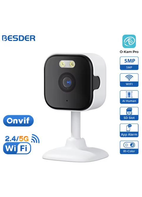 Міні-куб камера 5MP, Wi-Fi, для дому, двосторонній аудіо зв’язок, виявлення людини, кольорове нічне бачення, 2.4G/5G Besder (367088736)