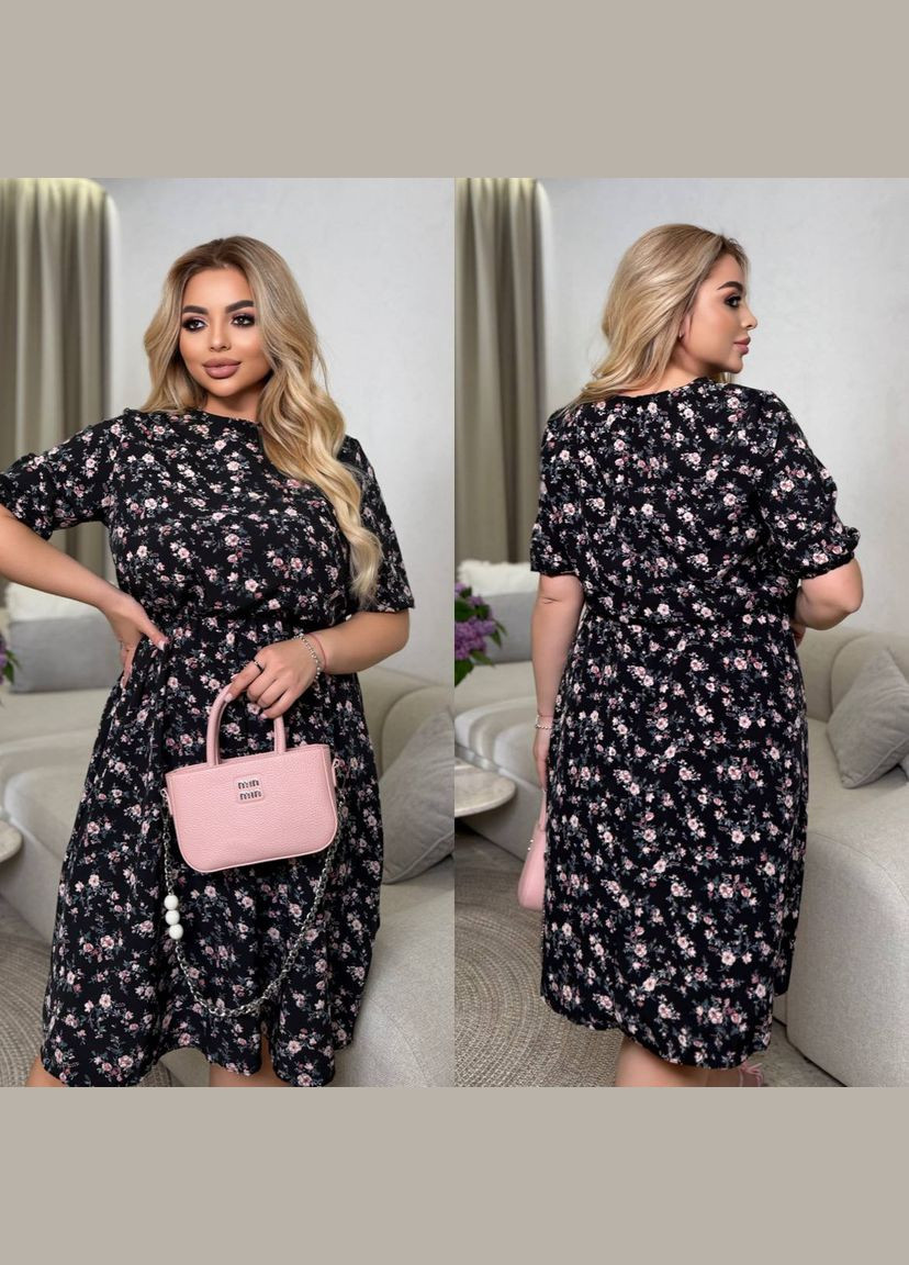 Черное повседневный, кэжуал женское платье повседневное а-силуэт Style Point с цветочным принтом