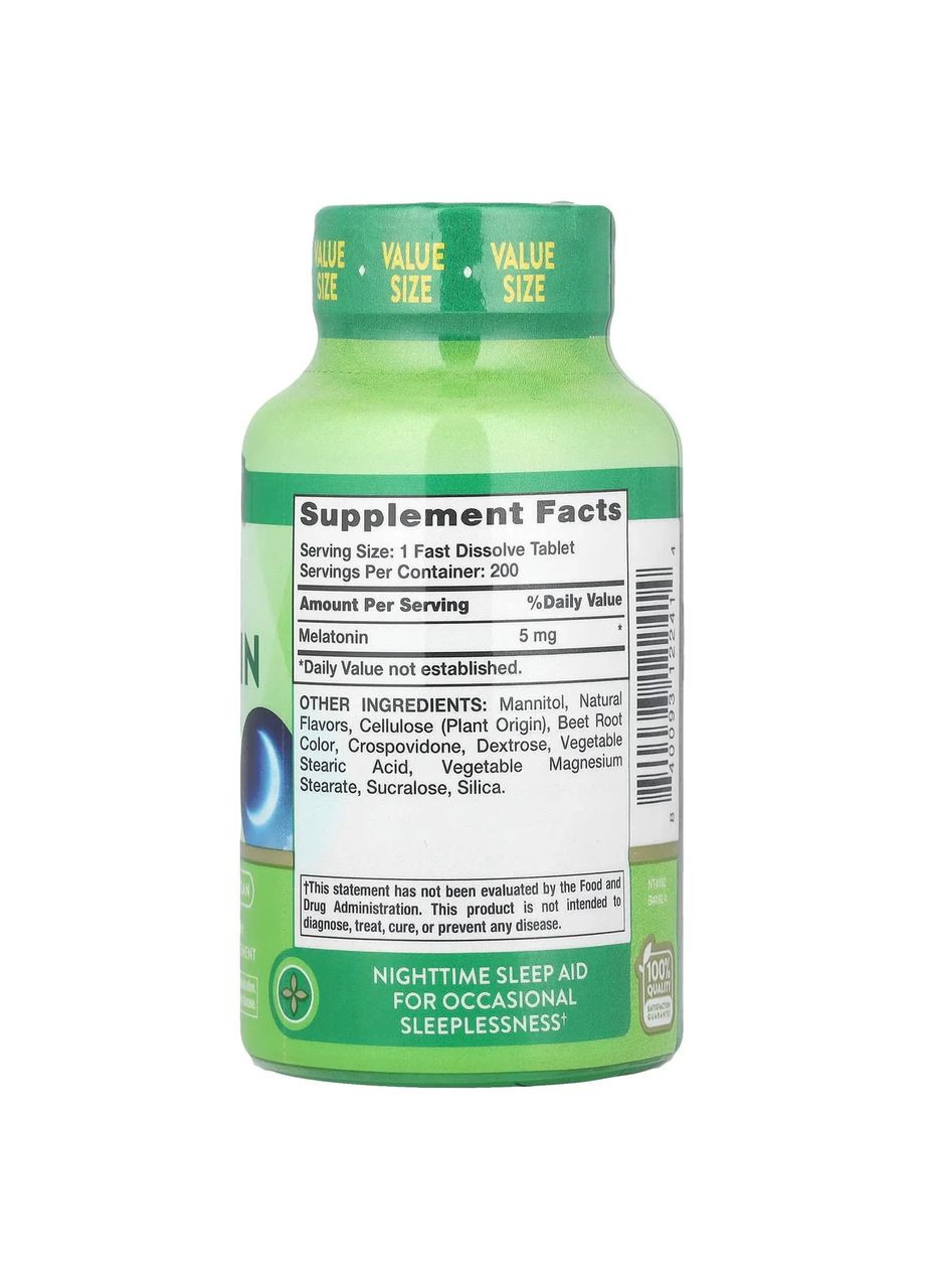 Мелатонин для сна, Sleep Melatonin,, вкус ягод, 5 мг, 200 быстрорастворимых таблеток Nature's Truth (368303027)