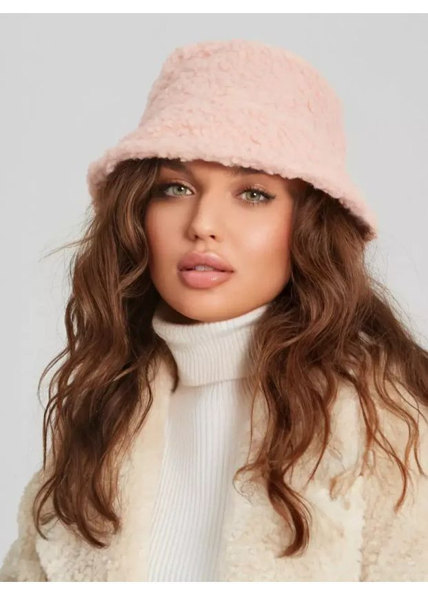 Жіноча зимова панама 56–60 см рожевого кольору, утеплена каракульова шапка бараш для дівчат No Brand (364191287)