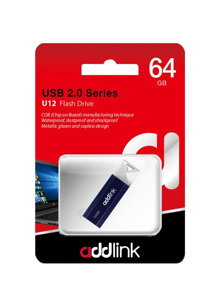 USB флеш накопичувач (ad64GBU12D2) AddLink 64gb u12 dark blue usb 2.0 (268142405)