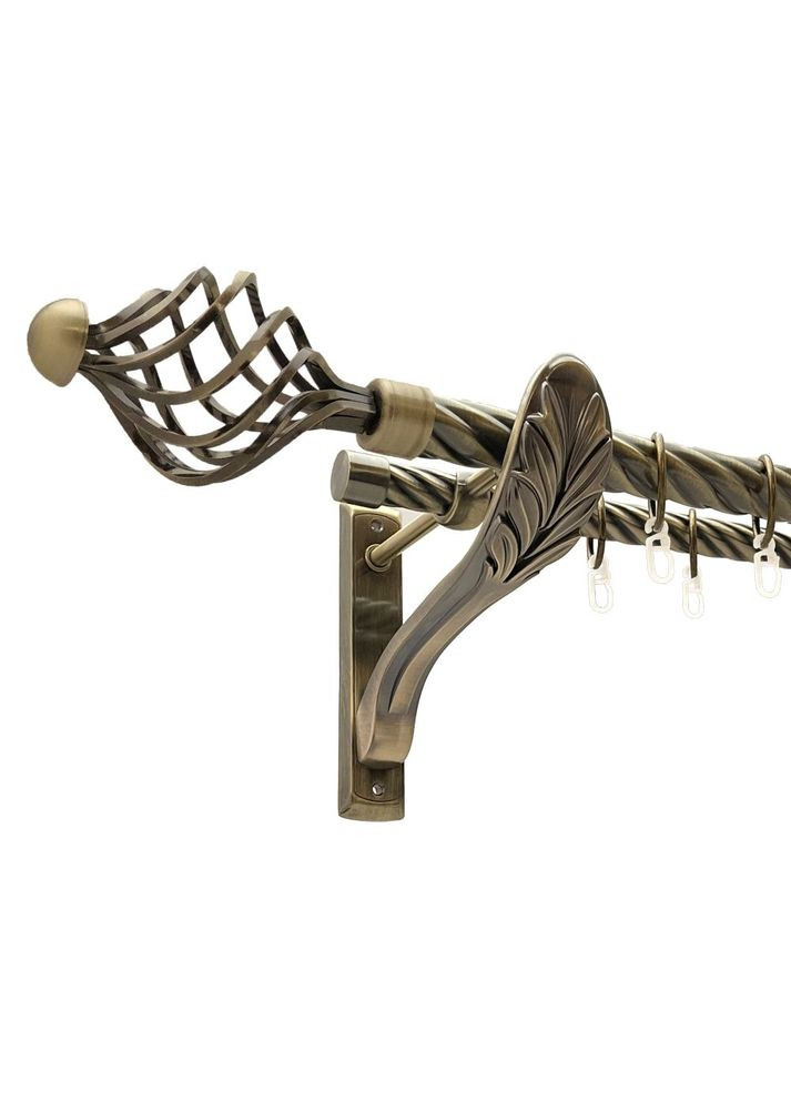 Карниз Арезо металлический двухрядный ретро скрученная труба Антик 25\19 мм 240 см (00-00016400) ORVIT (300280089)