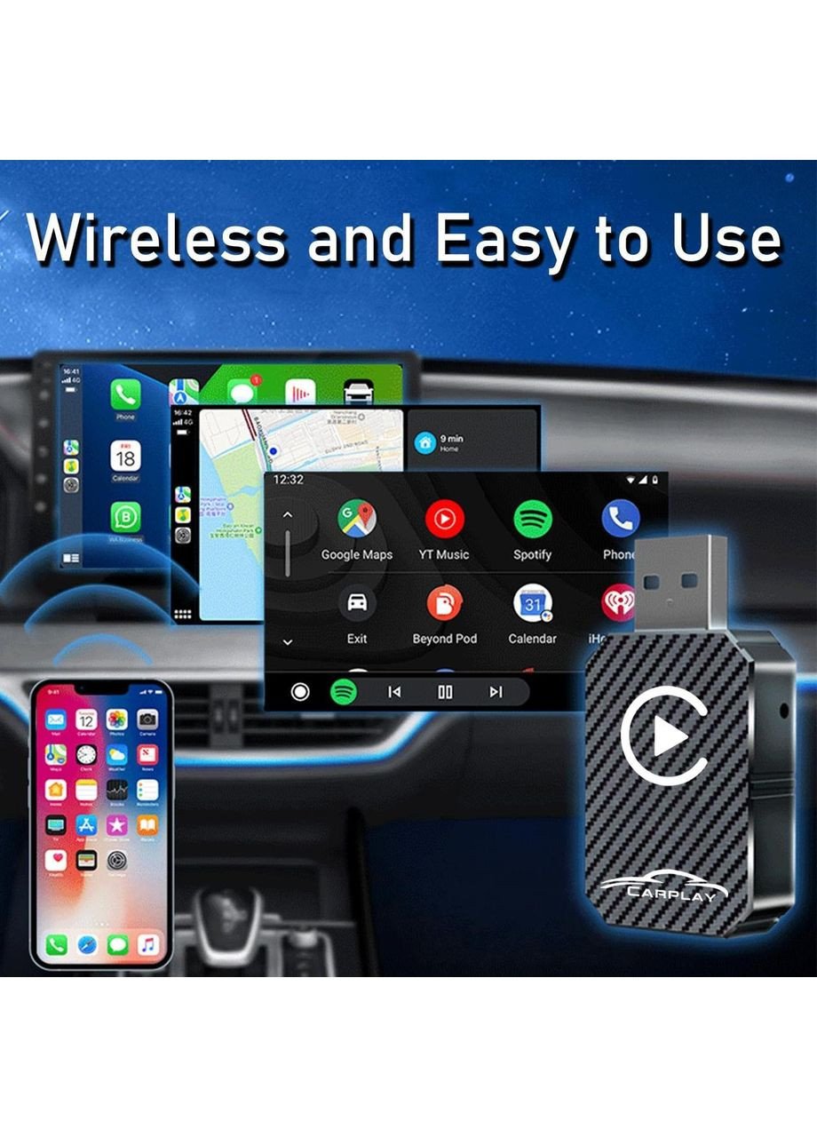 Беспроводной адаптер CarPlay XIXIXIAXIA Q1M конвертация из проводного Карплей Plug & Play USB-C iOS 12+ черный No Brand (340704731)