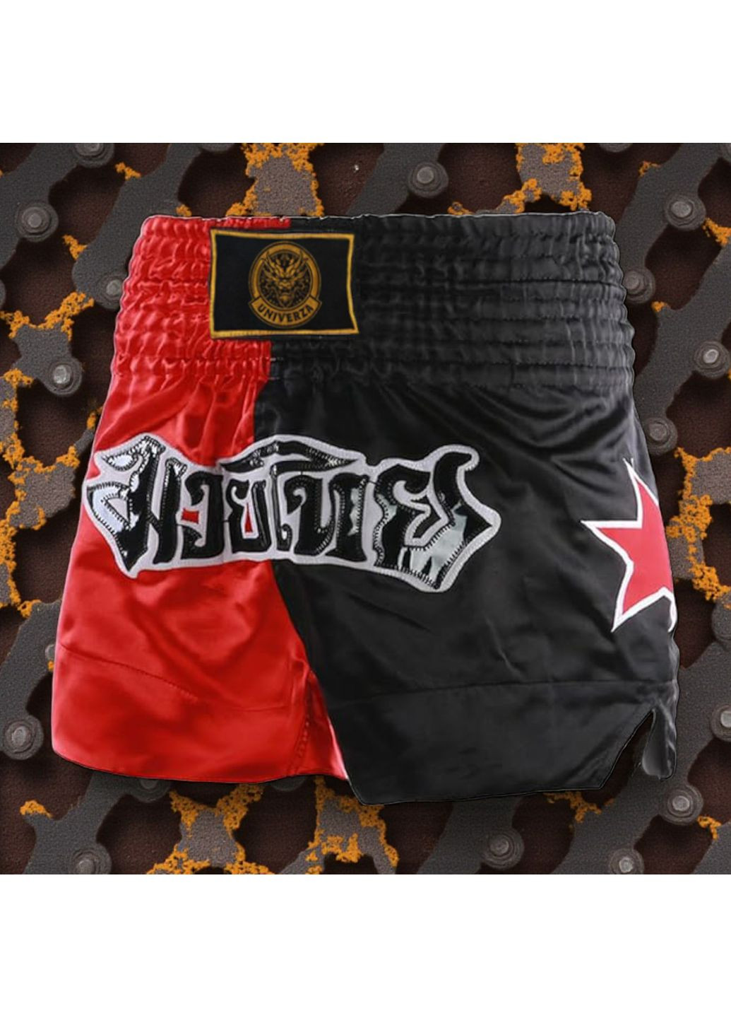 Тайські шорти для кікбоксингу мма муай тай тайського боксу бійцівські дихаючі з поліестеру Чорні 4_1_M_13C No Brand (371813616)