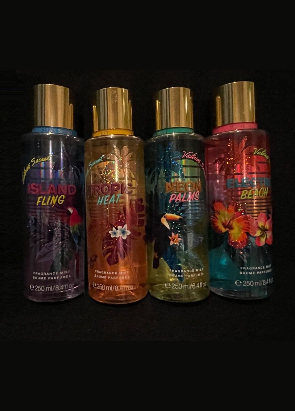 Набор парфюмированных спреев для тела Island Fling Tropic Heat Neon Palms Electric Beach (4х250 мл) Victoria's Secret (279363907)